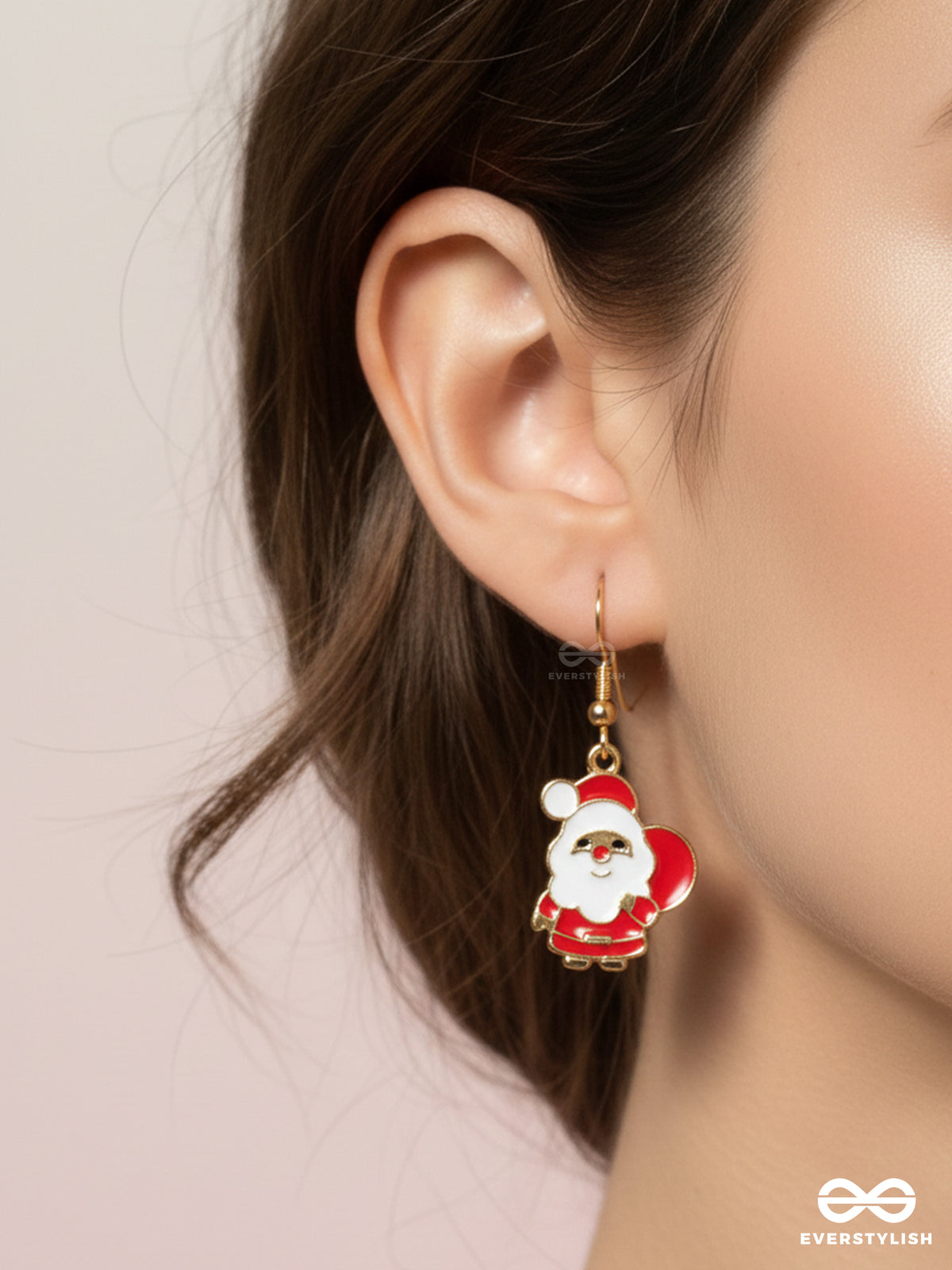 Santa Charm - Christmas Inspired Santa Earrings With Enamel