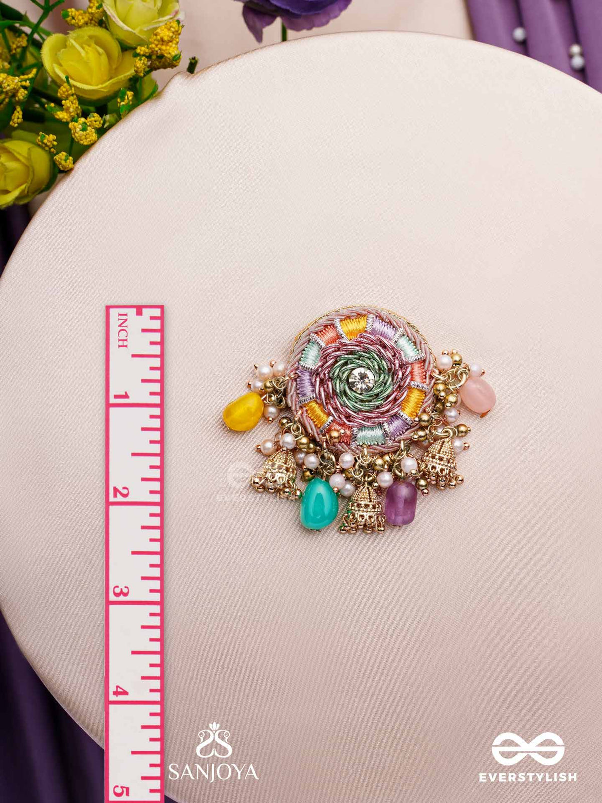 Rangvati - Full Of Colors - Exquisite Multi-Hued Earrings With Pearl And Crystal Embellishments