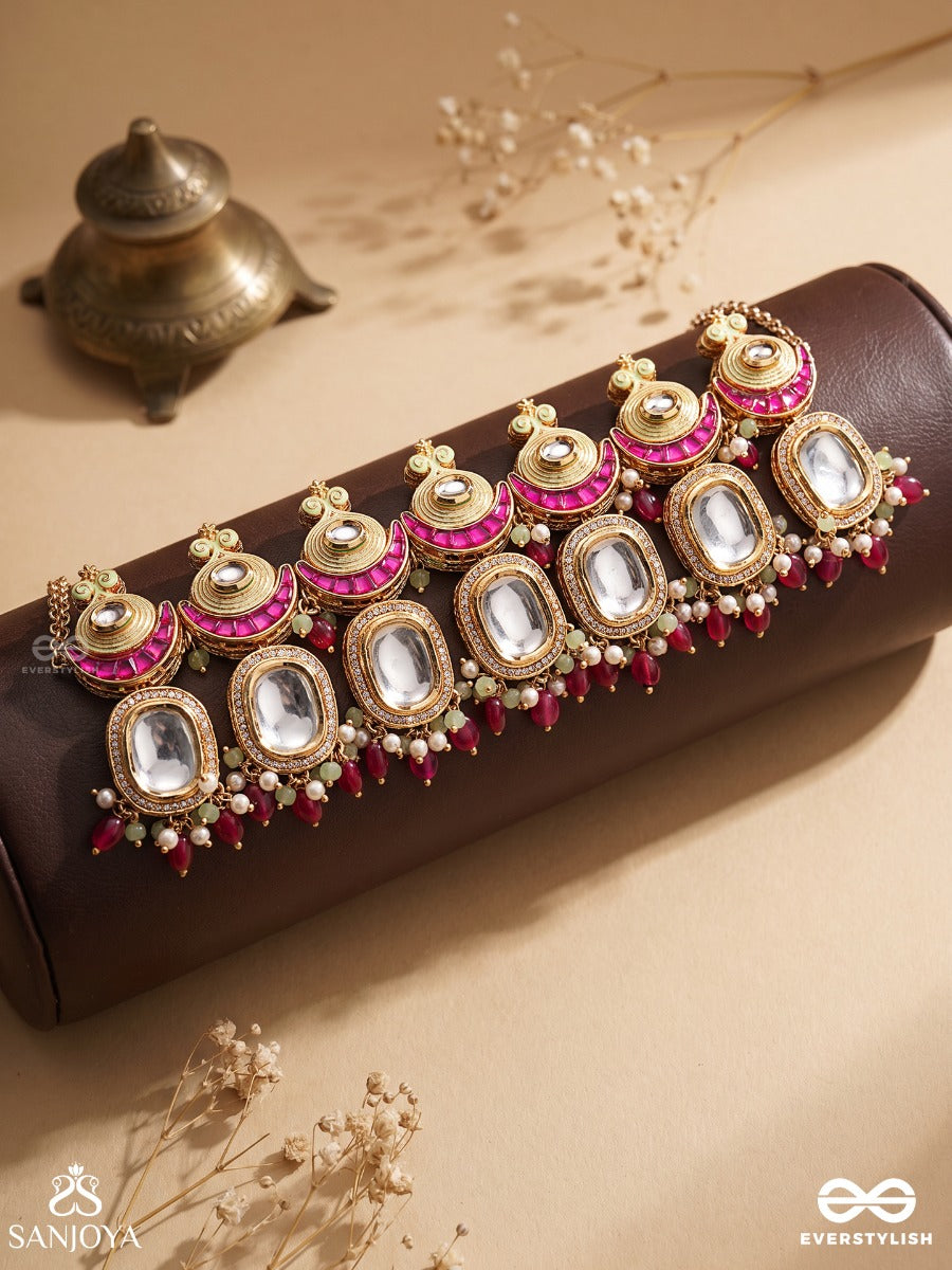 Surtilaka - Divine Mark - Festive Necklace With Gemmed Structure And Multi-Drop Details