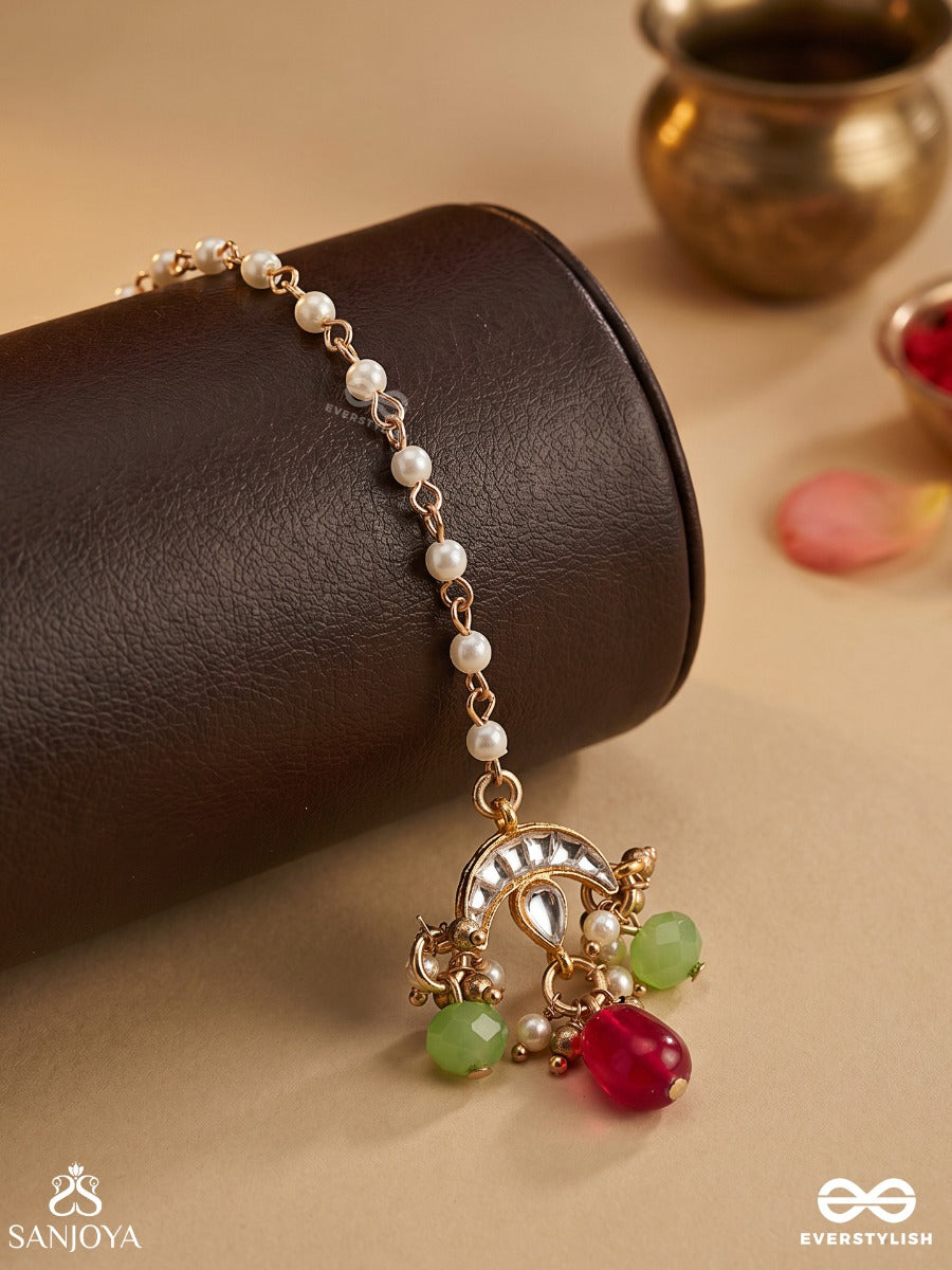Tarunya - Youthful Charm - Elegant Kundan Maangtika With Enamel Accents And Colorful Beads
