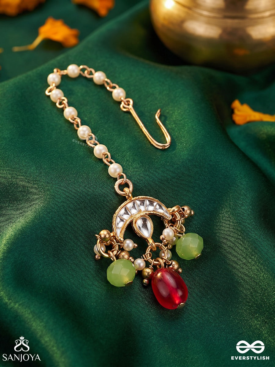 Tarunya - Youthful Charm - Elegant Kundan Maangtika With Enamel Accents And Colorful Beads