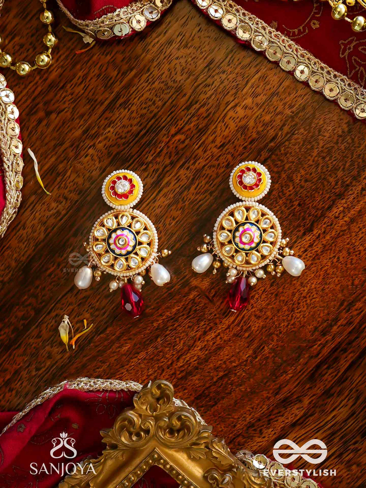 Divyanjali - Divine Offering - Handmade Kundan Set With Necklace And Earrings