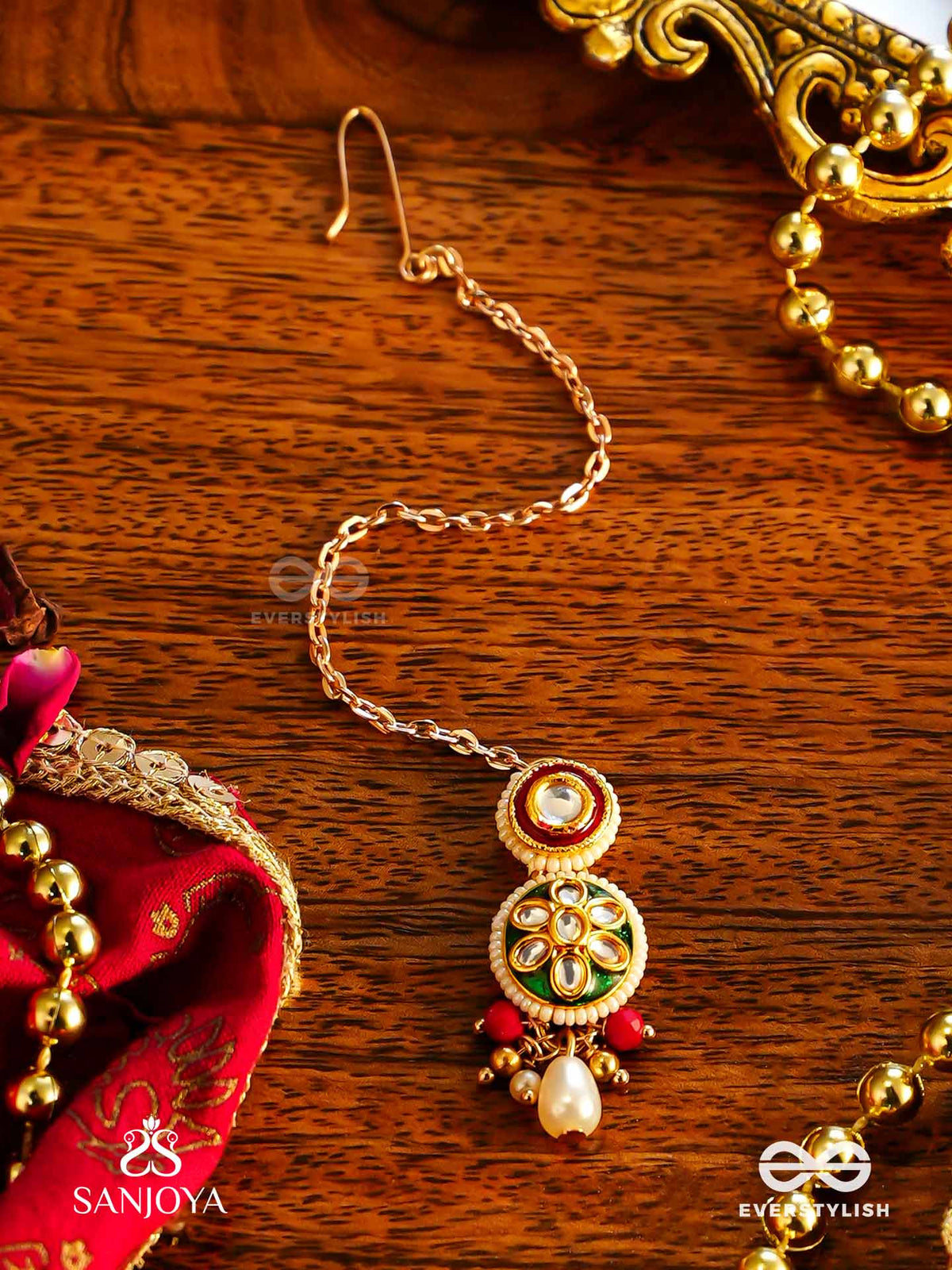 Sundarika - Beautiful One - Handmade Kundan Set With Necklace, Earrings And Maangtika