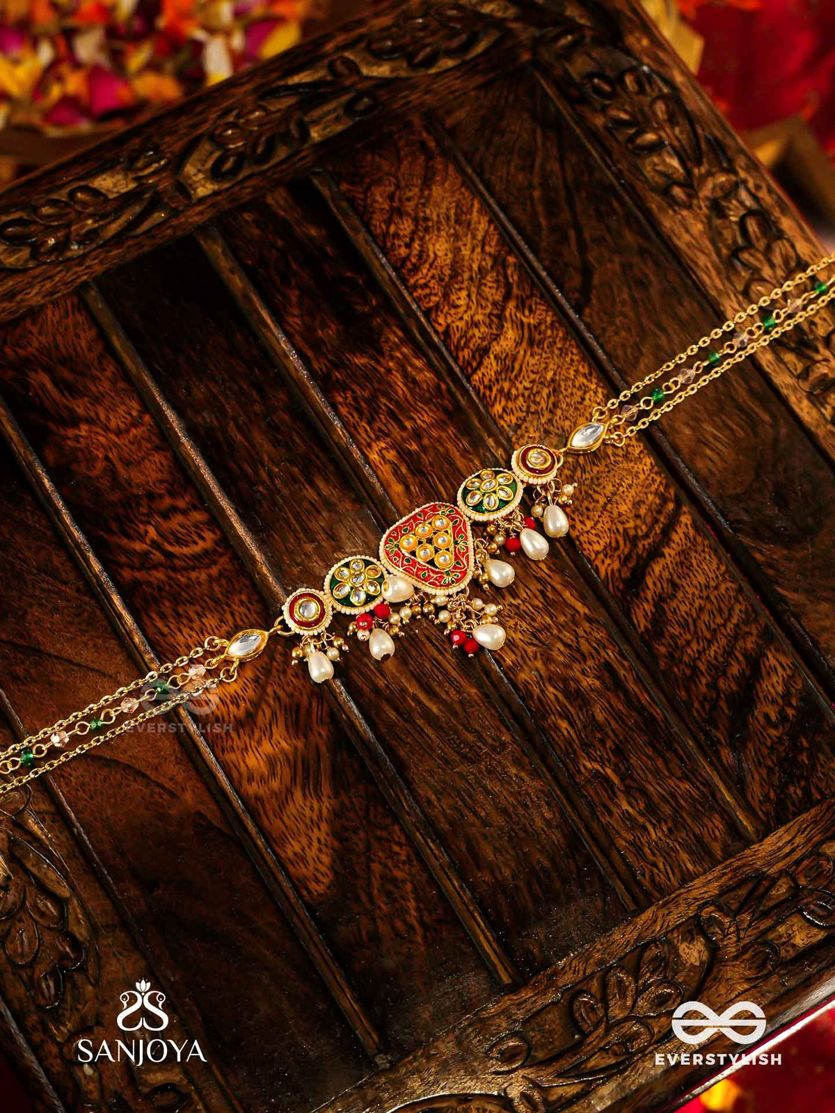 Sundarika - Beautiful One - Handmade Kundan Set With Necklace, Earrings And Maangtika