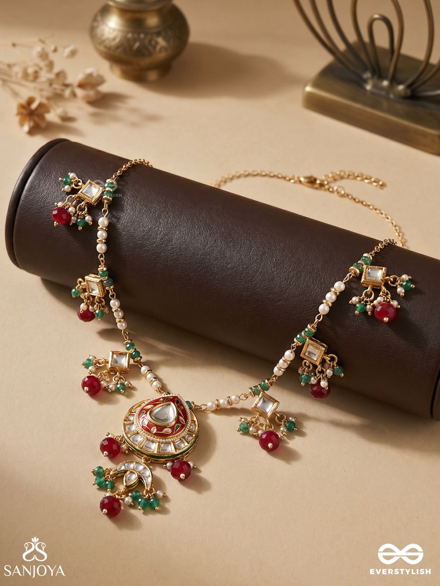 Anuprita - Divinely Adorned - Traditional Kundan Necklace With Pearl And Beads