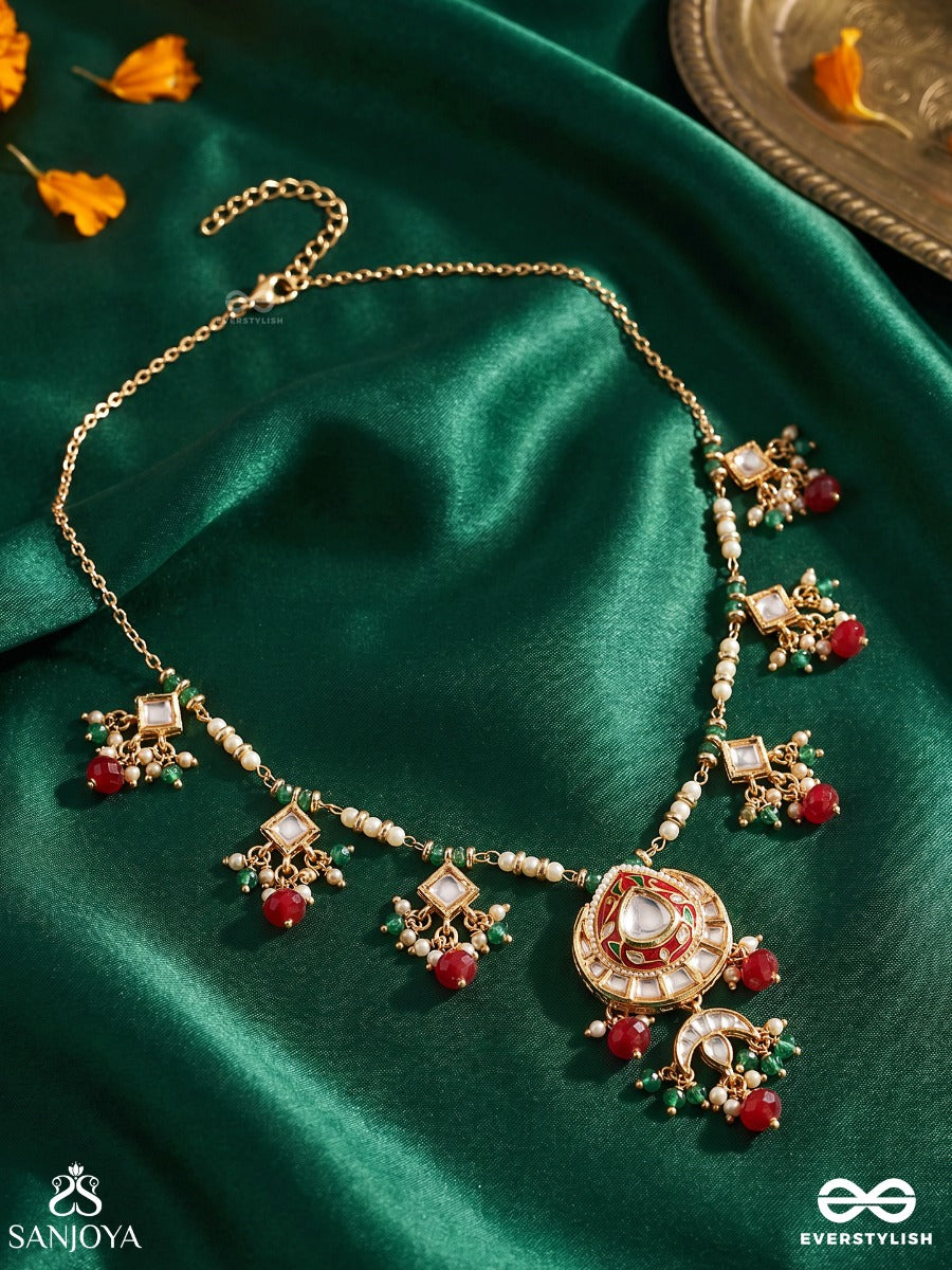 Anuprita - Divinely Adorned - Traditional Kundan Necklace With Pearl And Beads