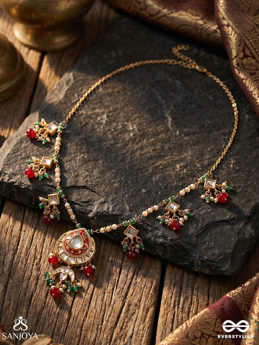 Anuprita - Divinely Adorned - Traditional Kundan Necklace With Pearl And Beads
