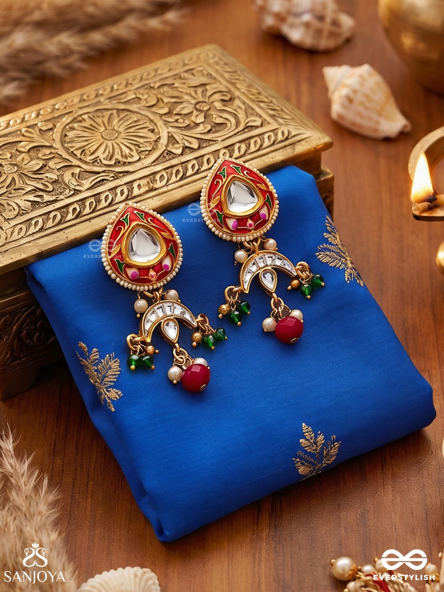 Anuprita - Divinely Adorned - Traditional Kundan Earrings With Pearl And Beads