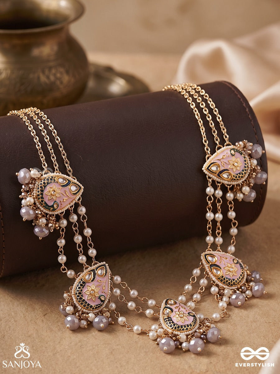 Chitramani - Jewelled Art - Handcrafted Kundan Necklace With Detailed Enamel Work And Soft Gem Drops