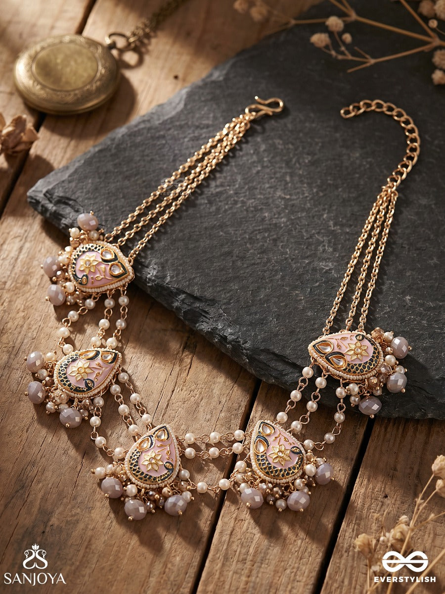 Chitramani - Jewelled Art - Handcrafted Kundan Necklace With Detailed Enamel Work And Soft Gem Drops
