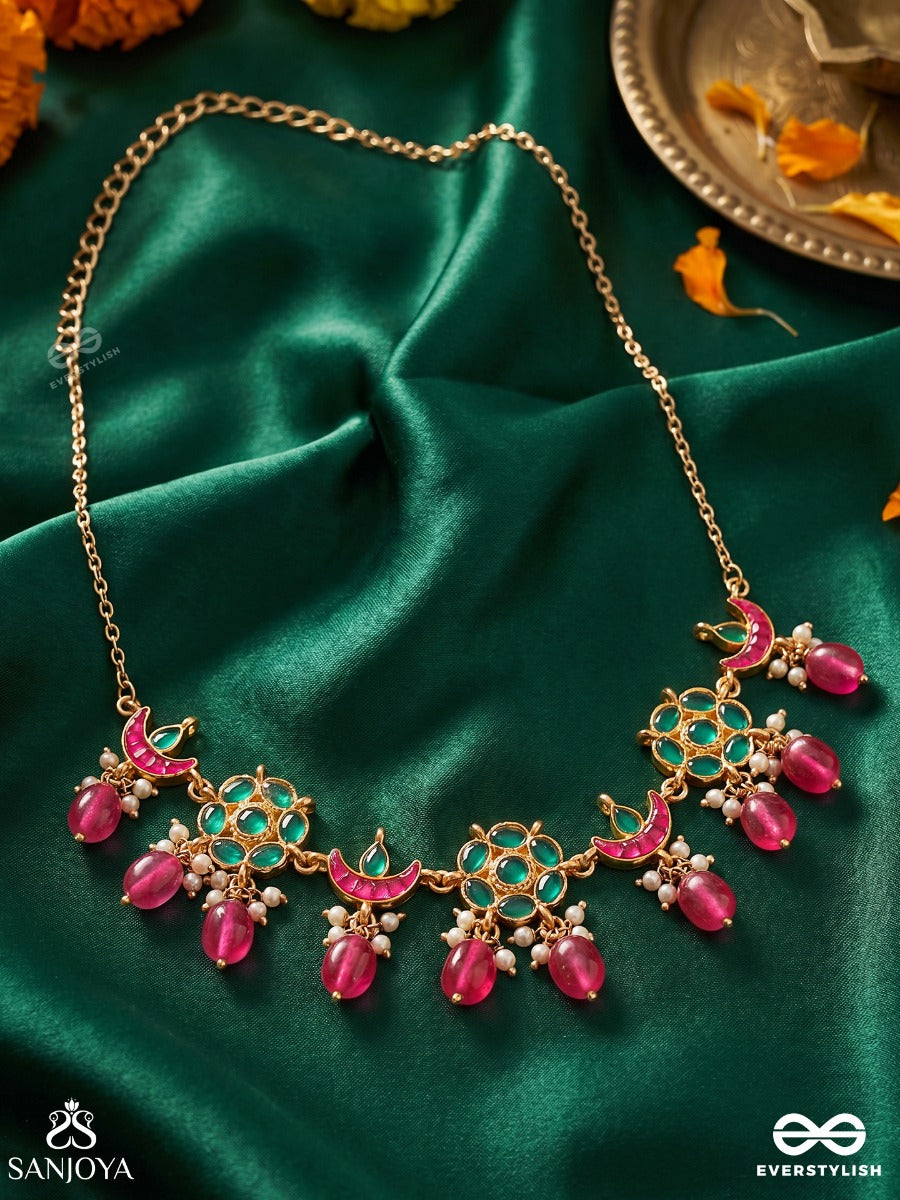 Anuraga - Love's Embrace - Heritage-Inspired Kundan Polki Choker With Dainty Beaded Drops