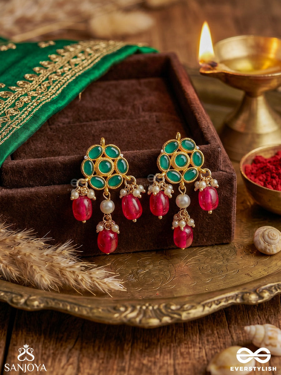 Anuraga - Love's Embrace - Heritage-Inspired Kundan Polki Earrings With Dainty Beaded Drops