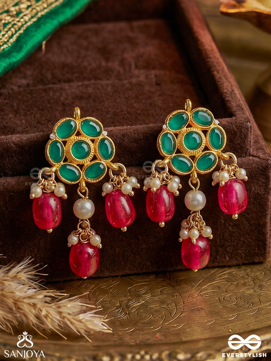 Anuraga - Love's Embrace - Heritage-Inspired Kundan Polki Earrings With Dainty Beaded Drops