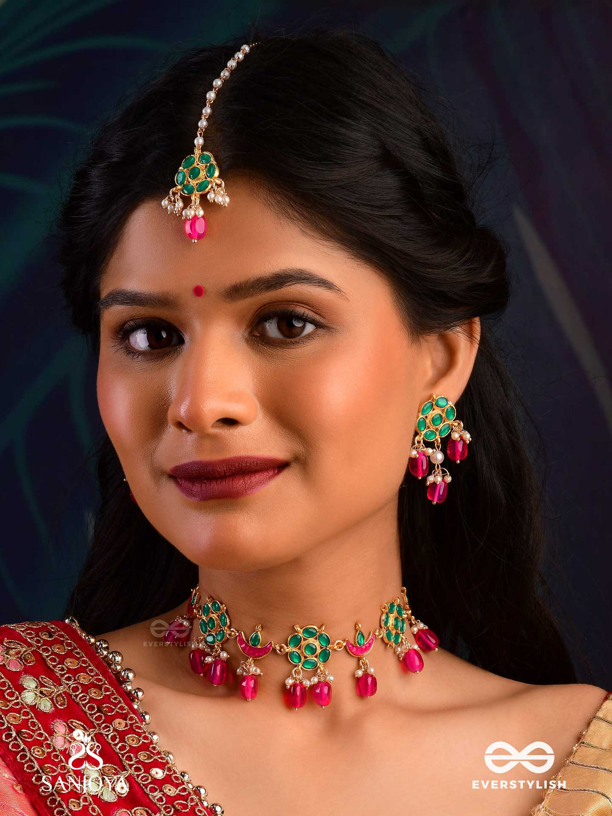 Anuraga - Love's Embrace - Heritage-Inspired Kundan Polki Maangtika With Dainty Beaded Drops