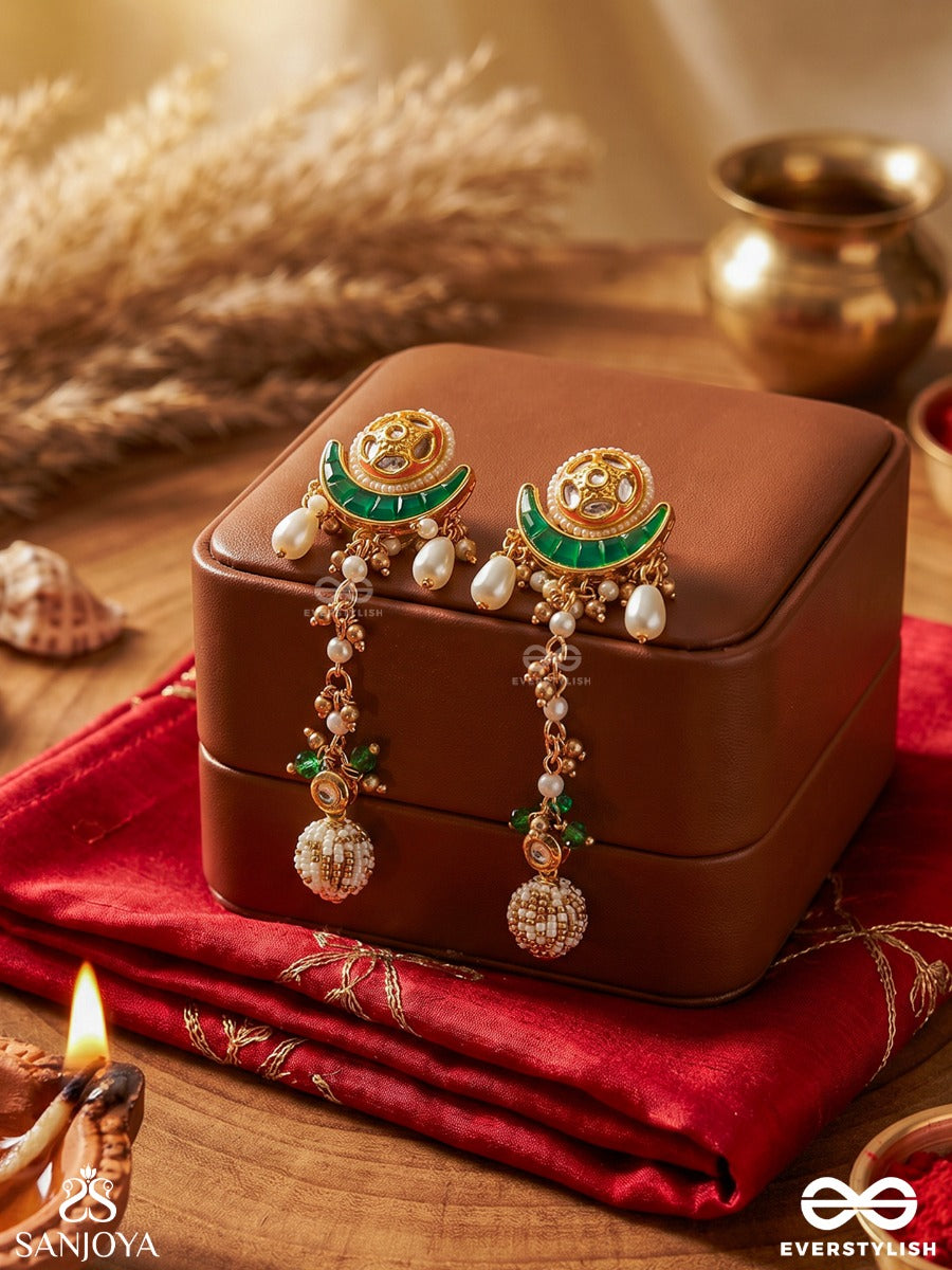 Somalekha - Moon's Trace- Modern Yet Traditional Kundan Earrings With Lustrous Pearls And Beads