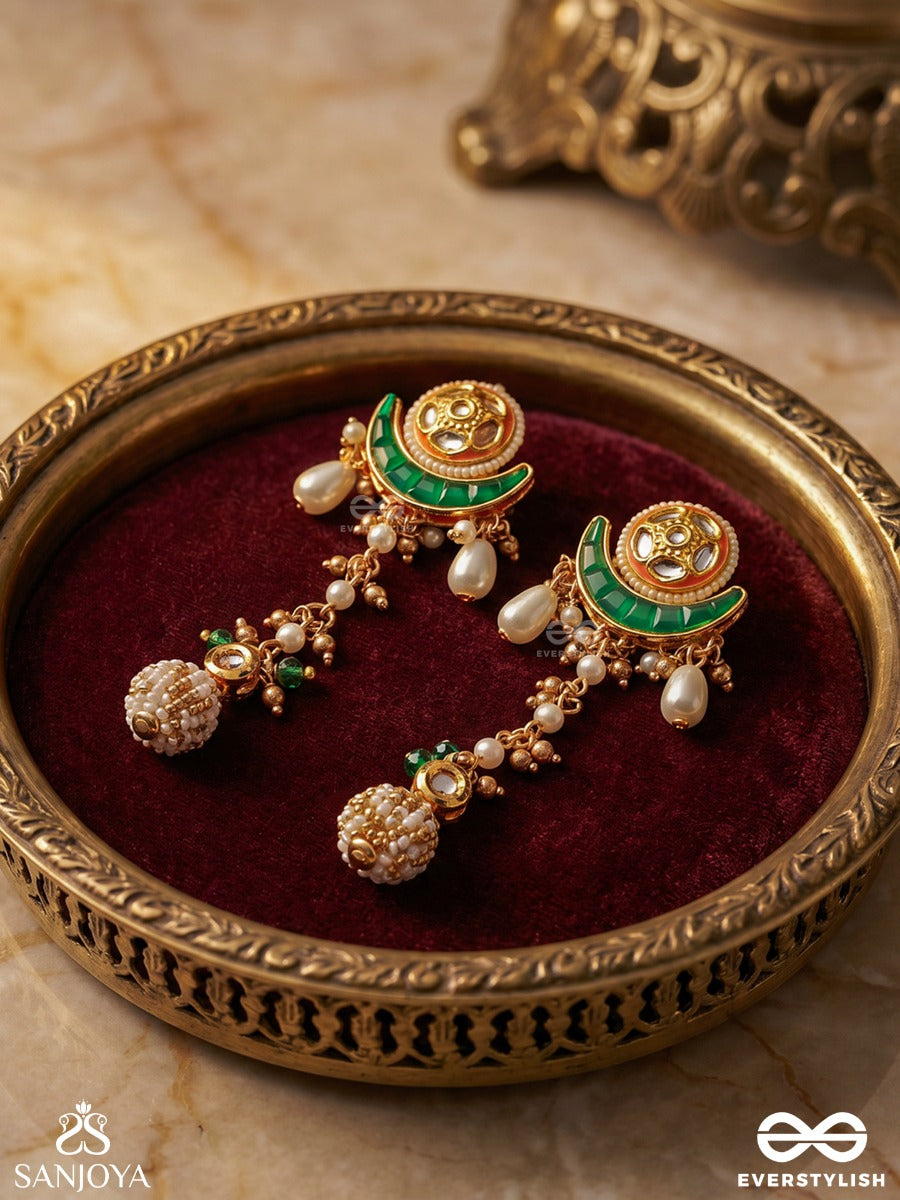 Somalekha - Moon's Trace- Modern Yet Traditional Kundan Earrings With Lustrous Pearls And Beads