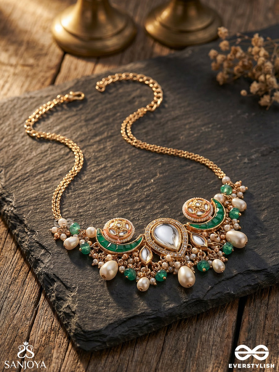 Somalekha - Moon's Trace- Modern Yet Traditional Kundan Neckpiece With Lustrous Pearls And Beads