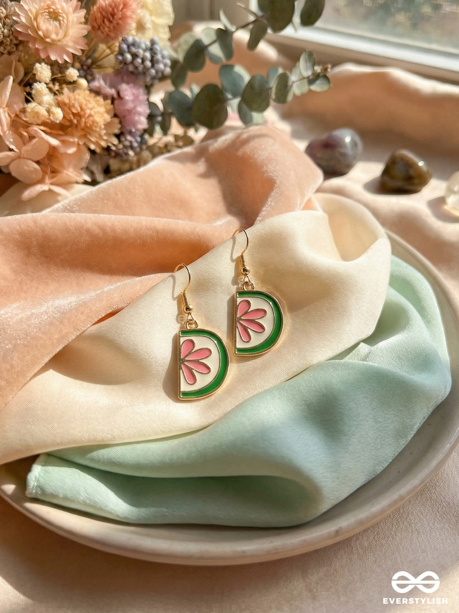 Tropical Twist - Green And Pink Enamel Earrings