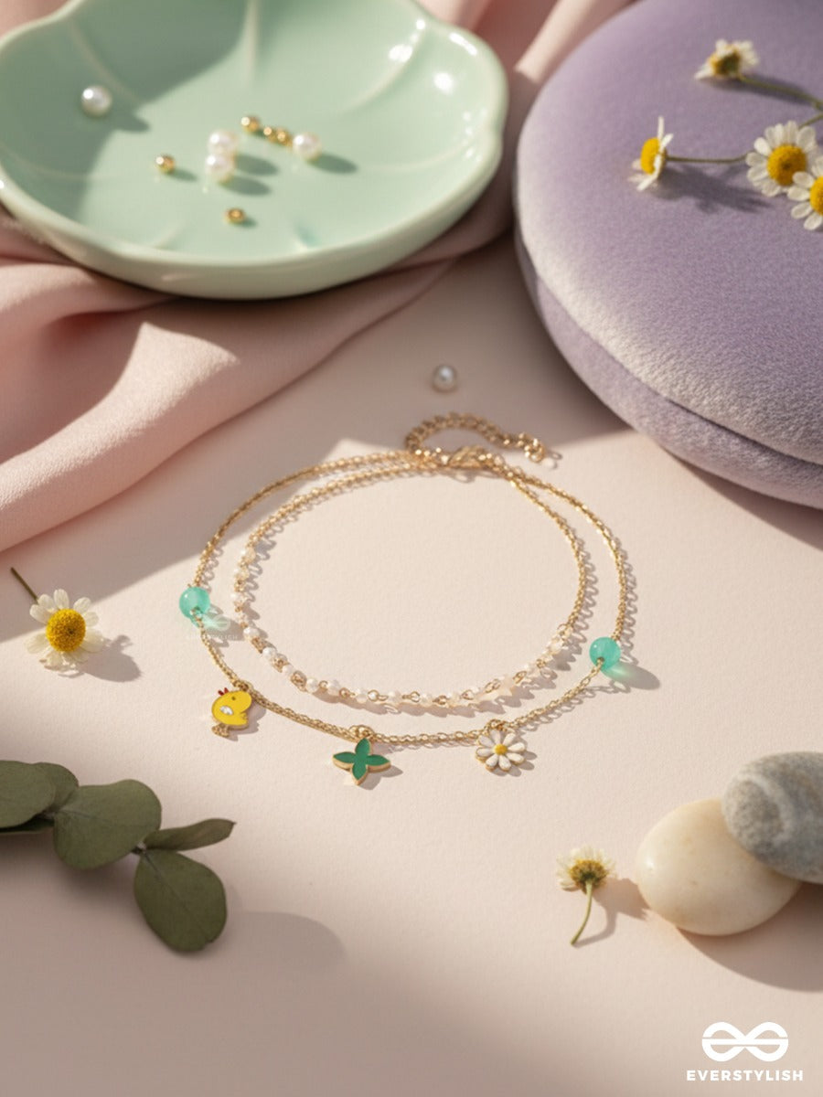 Sun & Bloom - Golden Necklace With Charms