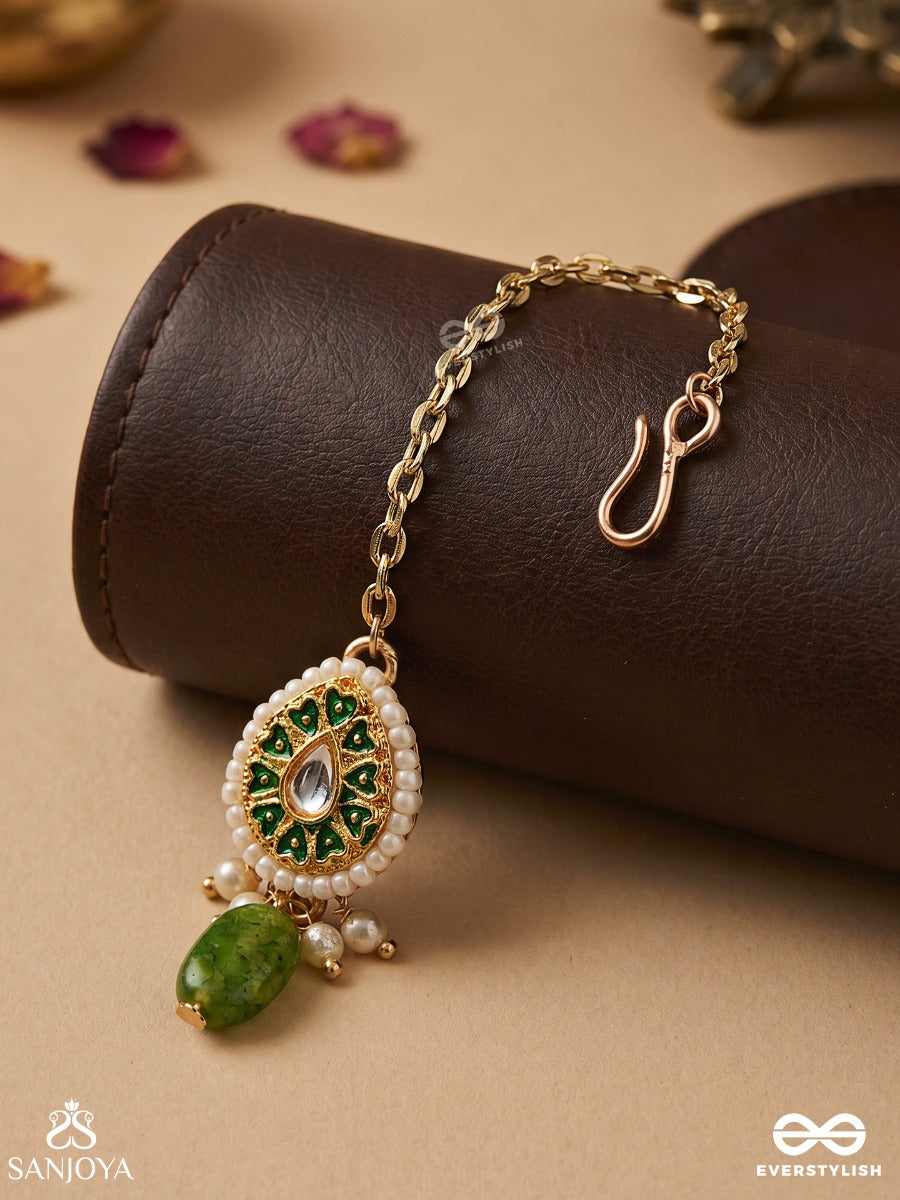 Satrangija - Rainbow-Clad- Festive Enamelled Kundan Maangtika With Colorful Drops And Pearls