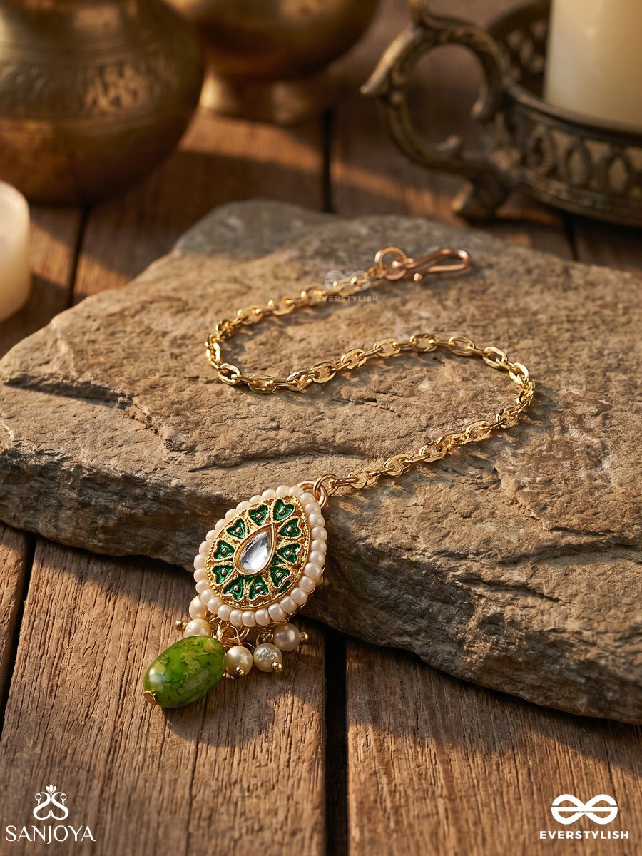 Satrangija - Rainbow-Clad- Festive Enamelled Kundan Maangtika With Colorful Drops And Pearls