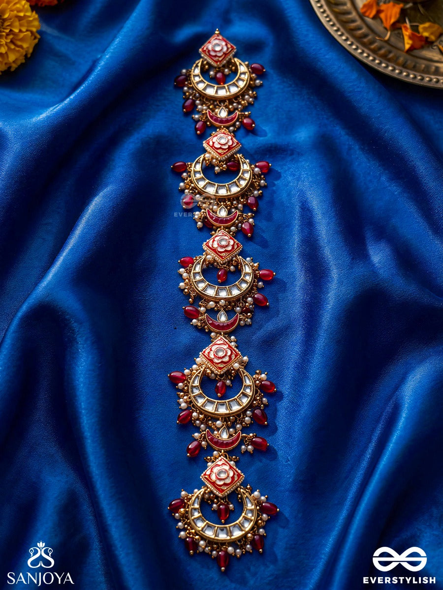 Keshashringa - Parandi Hair Crest - Ornamental Hair Accessory With Connected Motifs And Dangling Accents