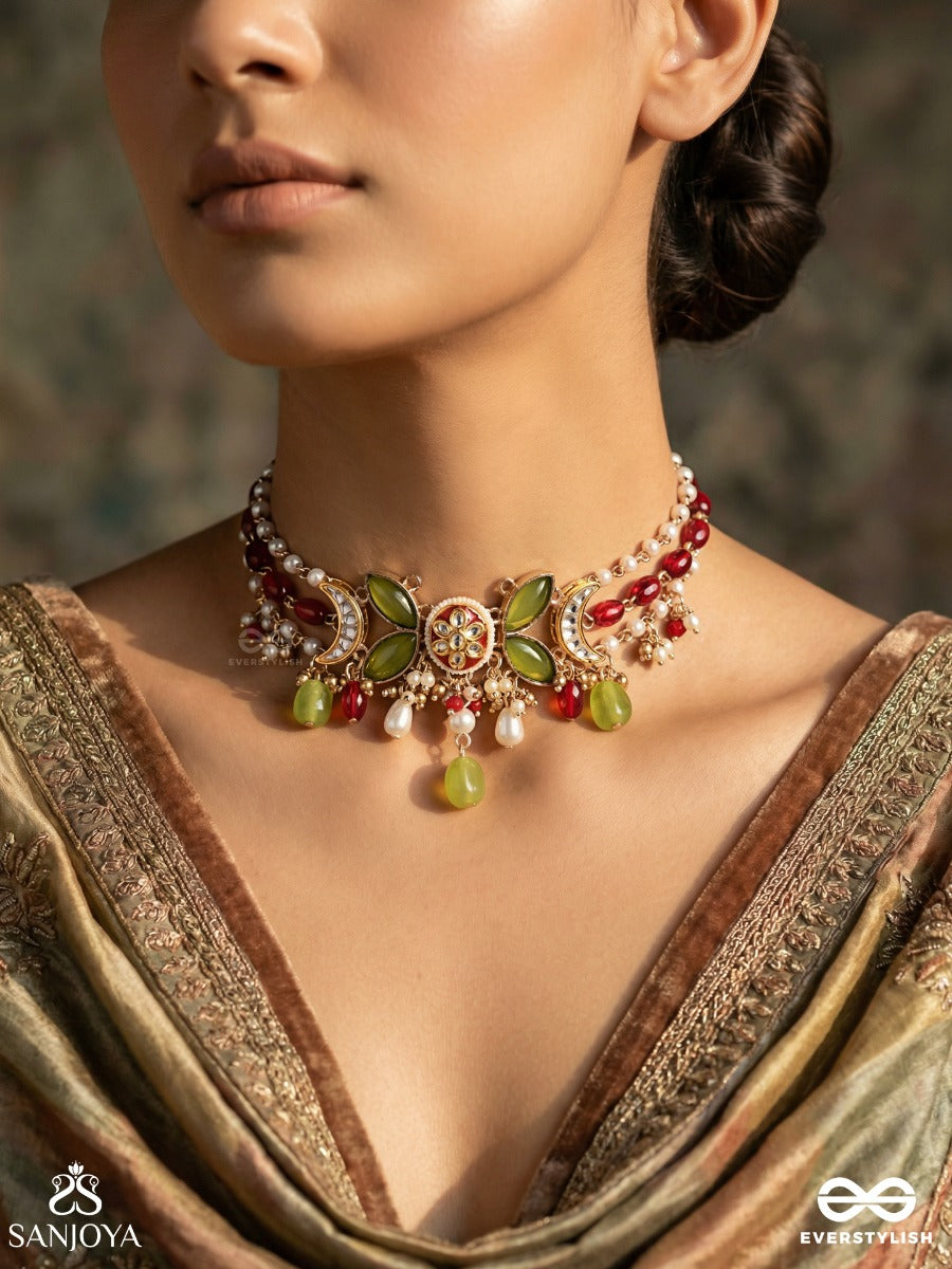 Gaurisha - Sacred Grace - Elegant Necklace With Structured Form And Cascade Details
