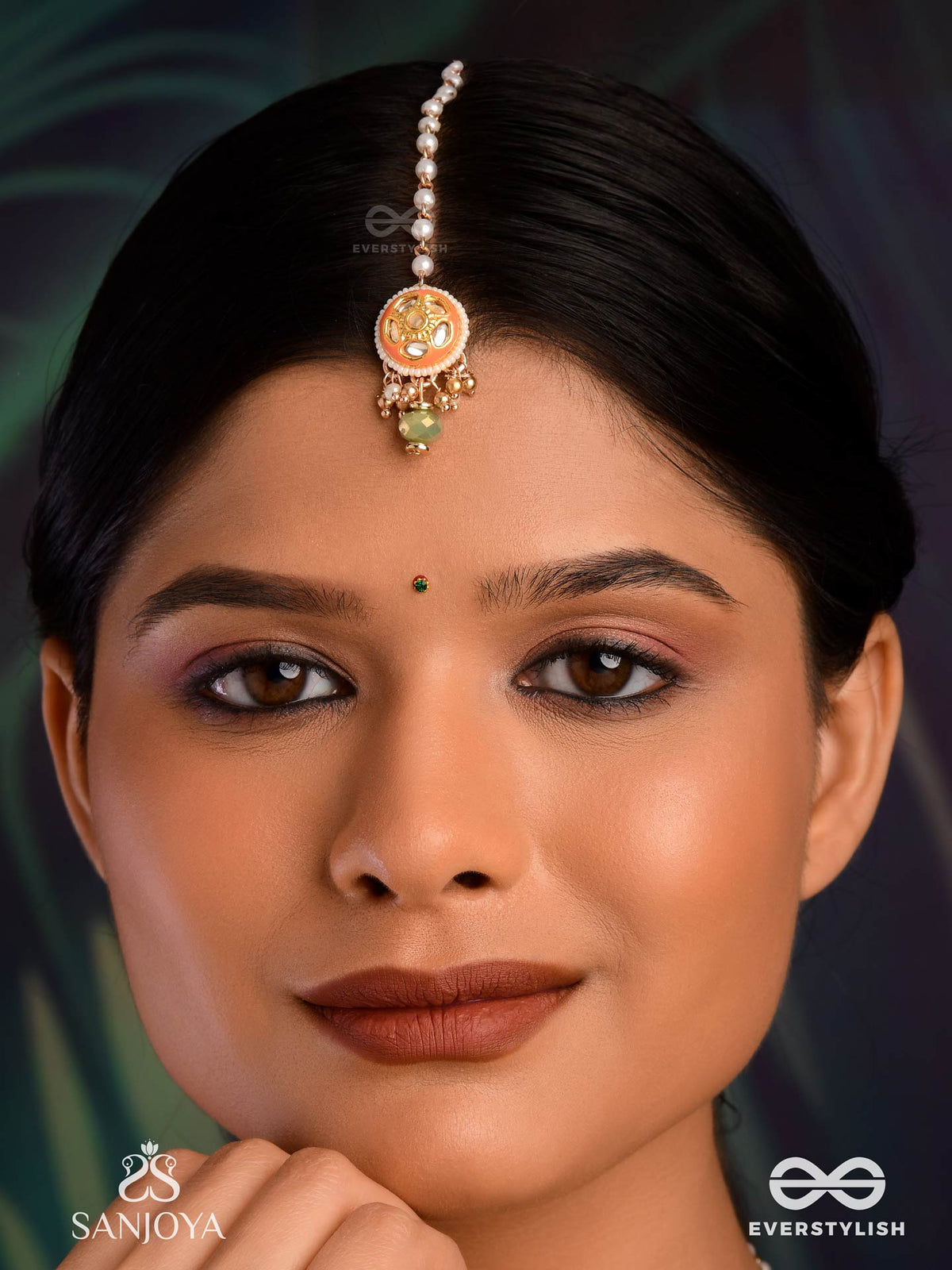 Ragtanika - Colored Composition- Heritage Style Kundan Maangtika With Pearls And Beads