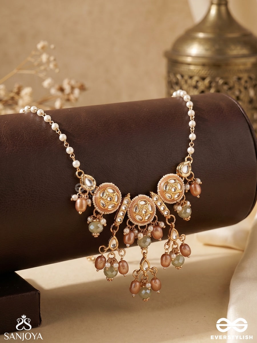 Ragtanika - Colored Composition- Heritage Style Kundan Neckpiece With Pearls And Beads