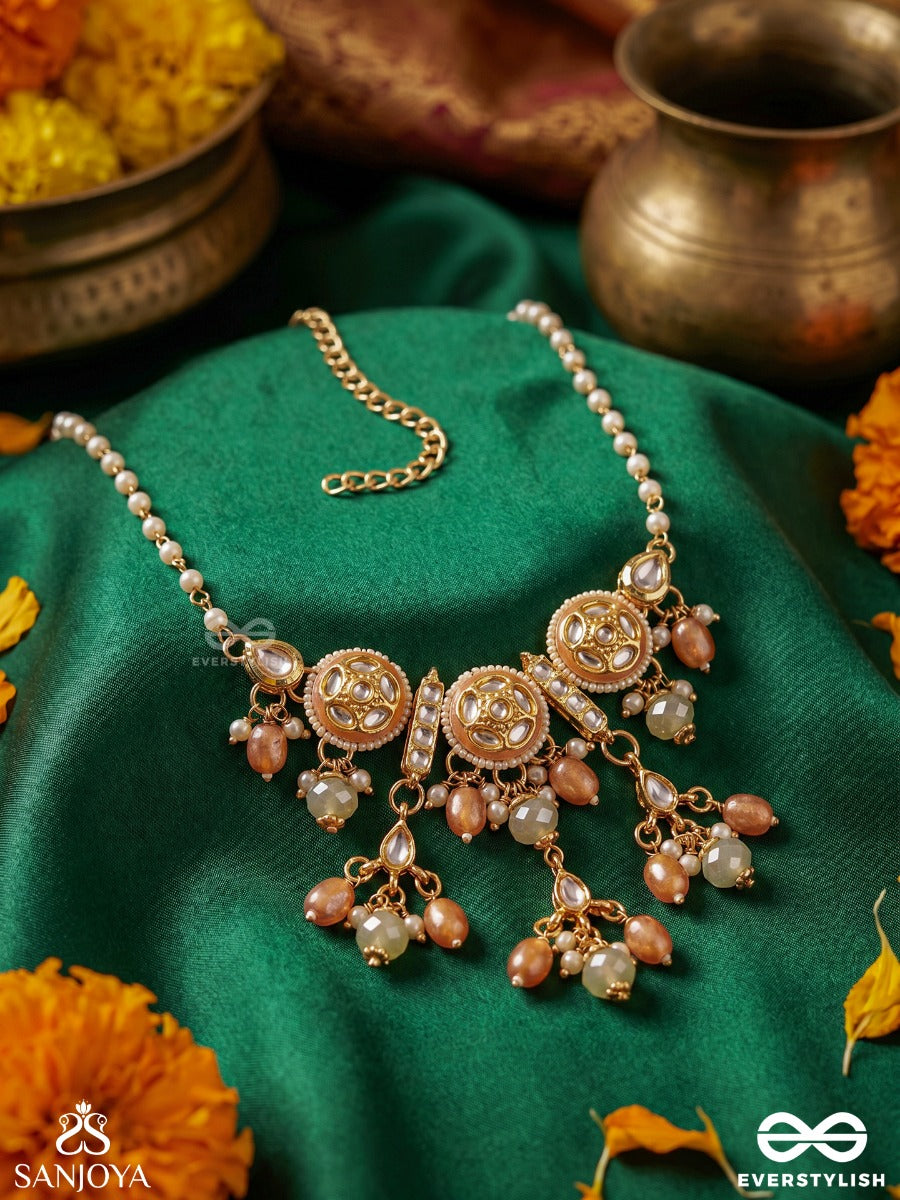 Ragtanika - Colored Composition- Heritage Style Kundan Neckpiece With Pearls And Beads