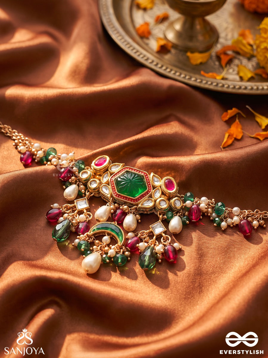 Hararasa - Essence Of Green- Kundan Neckpiece With Pearls, Beads And Gemstone