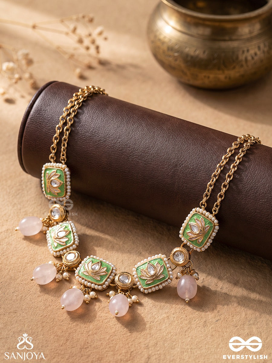 Mridulpadma - Gentle Lotus- Delicate Kundan Neckpiece With Floral Motifs, Beads And Pearls