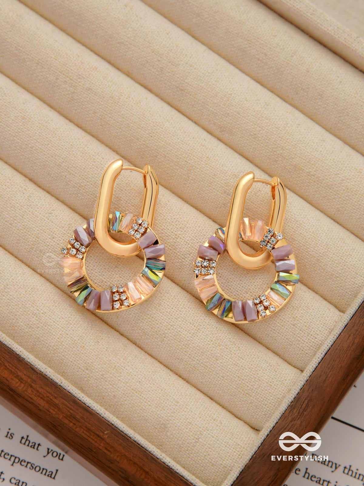 Prism Circle - Vibrant Hoops Adorned With Glittering Stone