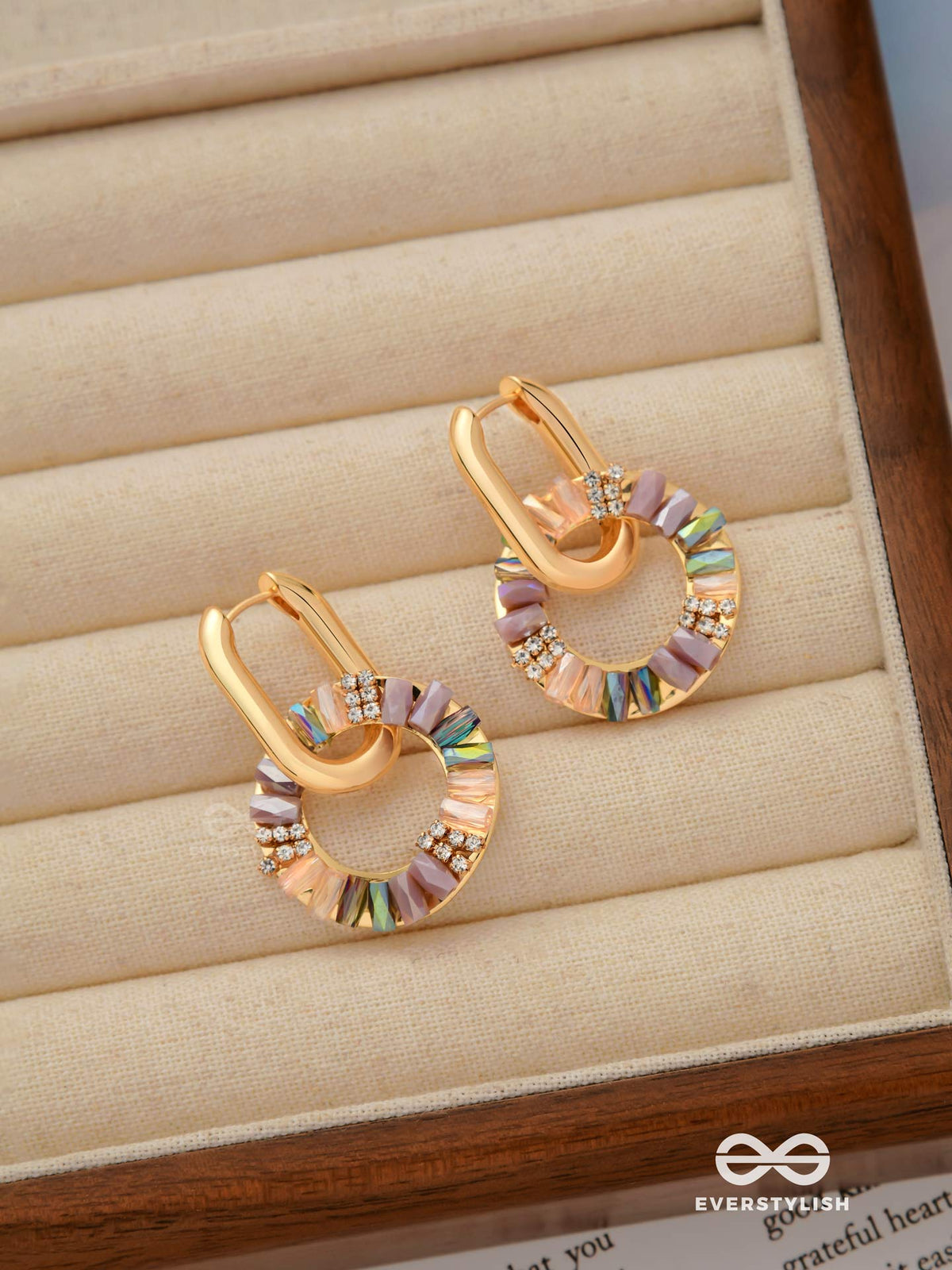 Prism Circle - Vibrant Hoops Adorned With Glittering Stone