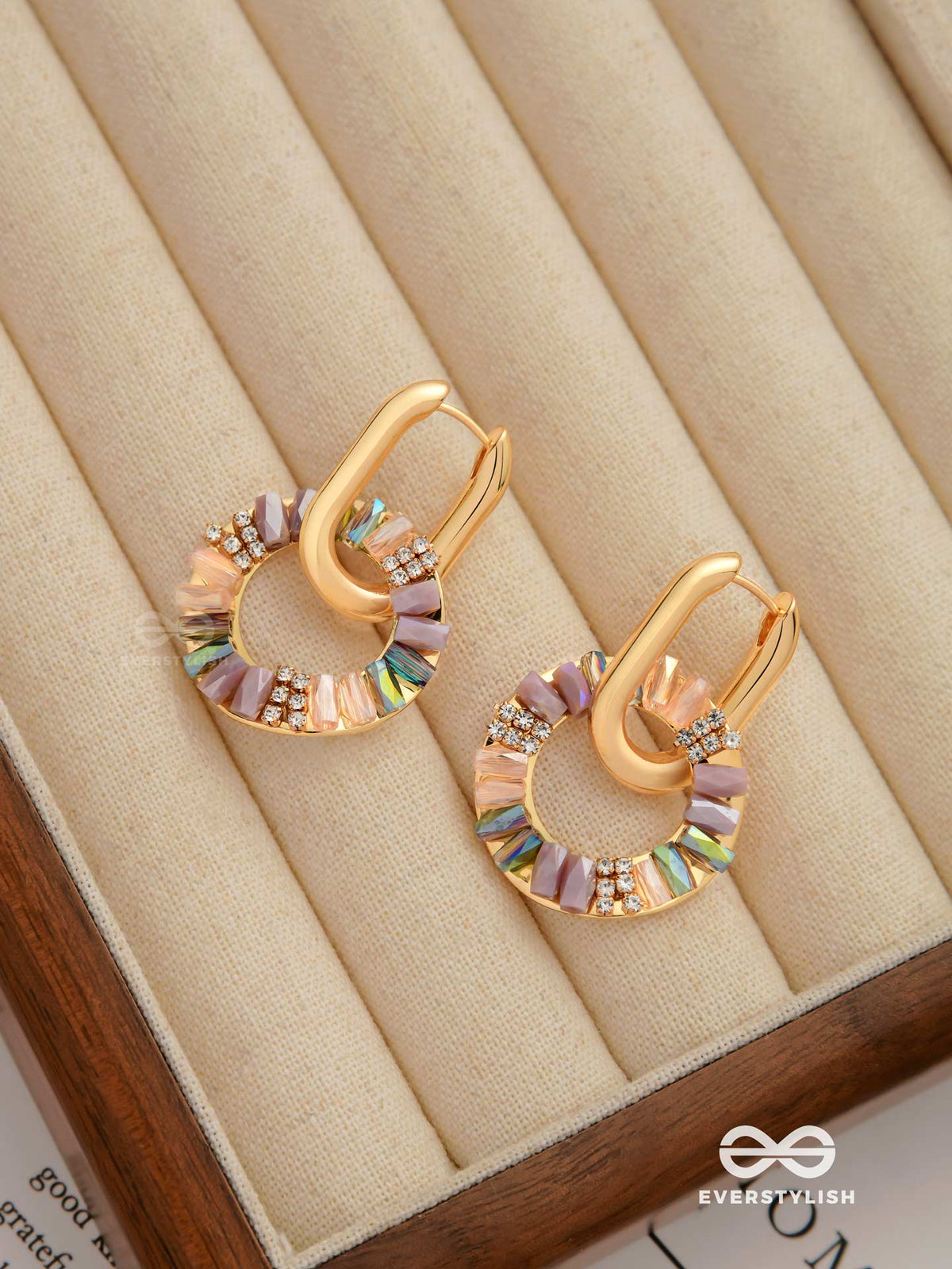 Prism Circle - Vibrant Hoops Adorned With Glittering Stone