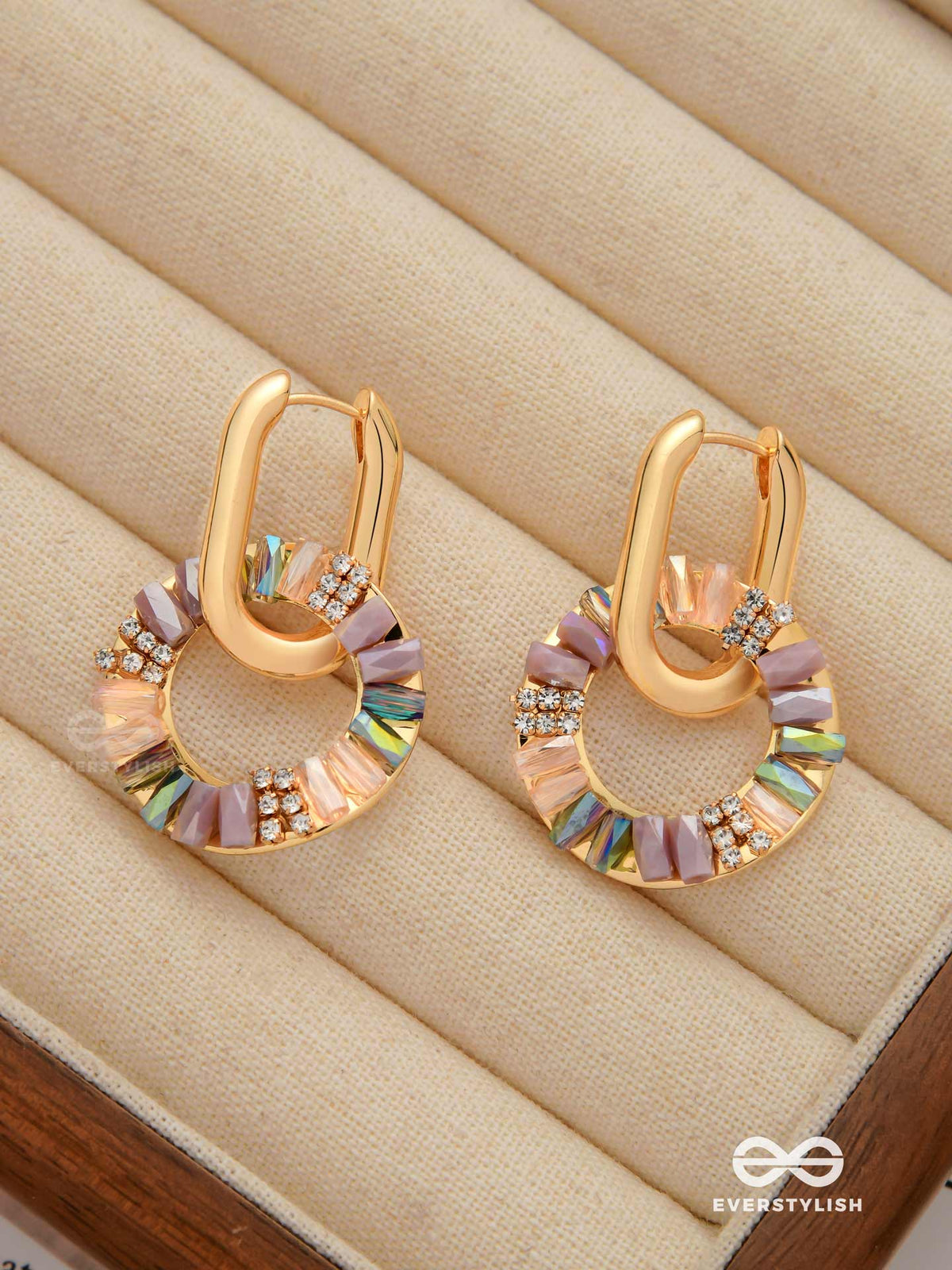 Prism Circle - Vibrant Hoops Adorned With Glittering Stone