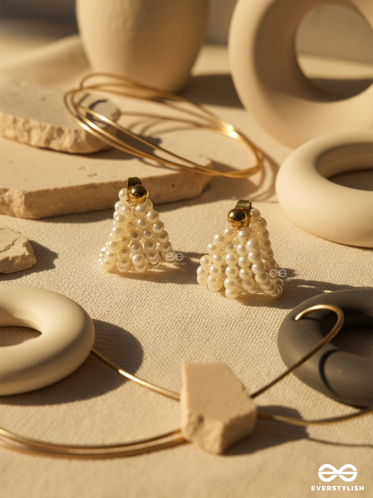 Graceful Glow- Luxurious Layered Pearl Hoops