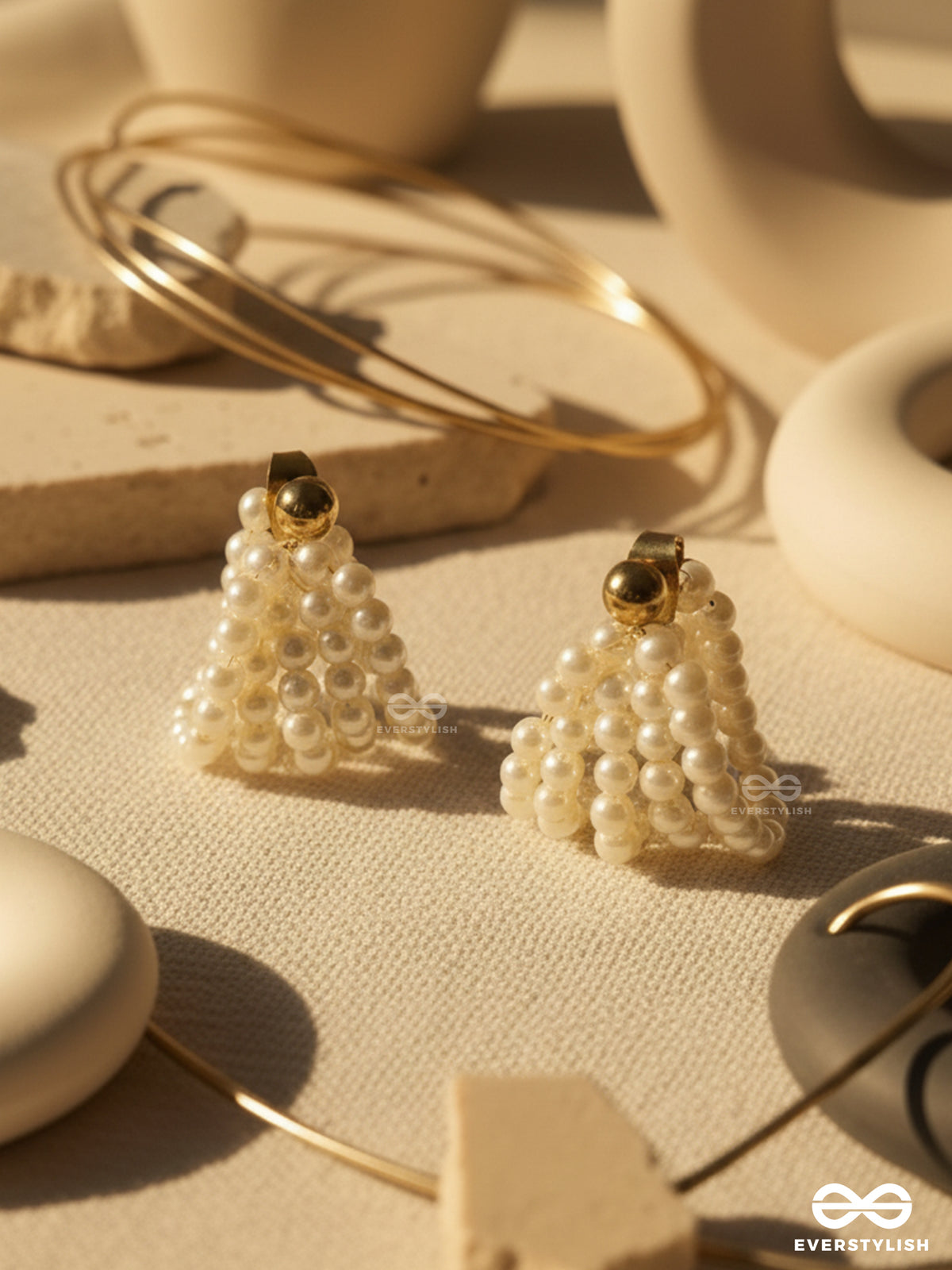 Graceful Glow- Luxurious Layered Pearl Hoops