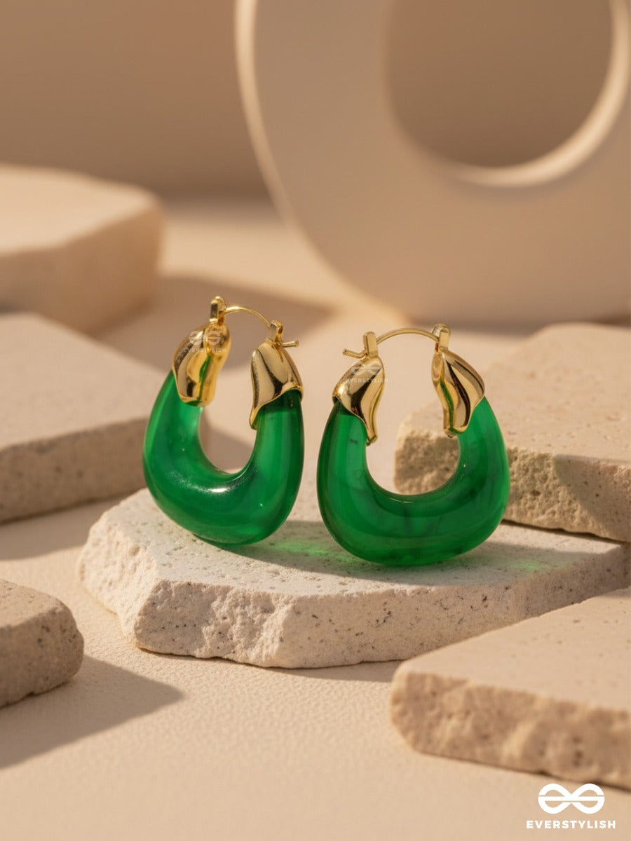 Emerald Embrace- Translucent Green Hoops