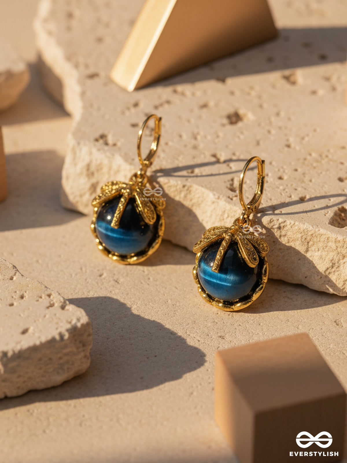 Dragonfly Twilight- Elegant Blue Stone Earrings