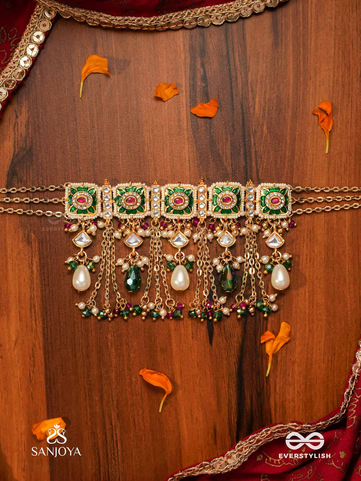 Raniraga - Queen's Melody- Exquisite Kundan Set With Neckpiece, Earrings And Maangtika