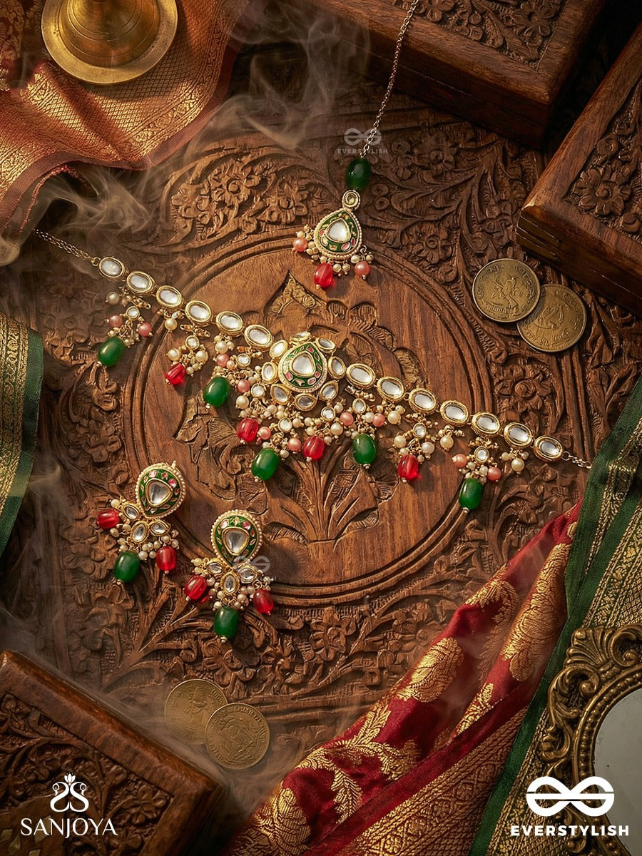 Kiranmala - Garland Of Rays- Exquisite Kundan Set With Neckpiece, Earrings And Maangtika
