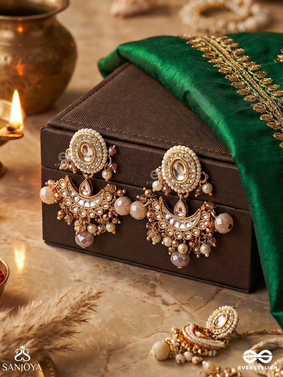 Swarnika - Golden Glimmer - Kundan Chandbali With Lustrous Pearl Drops