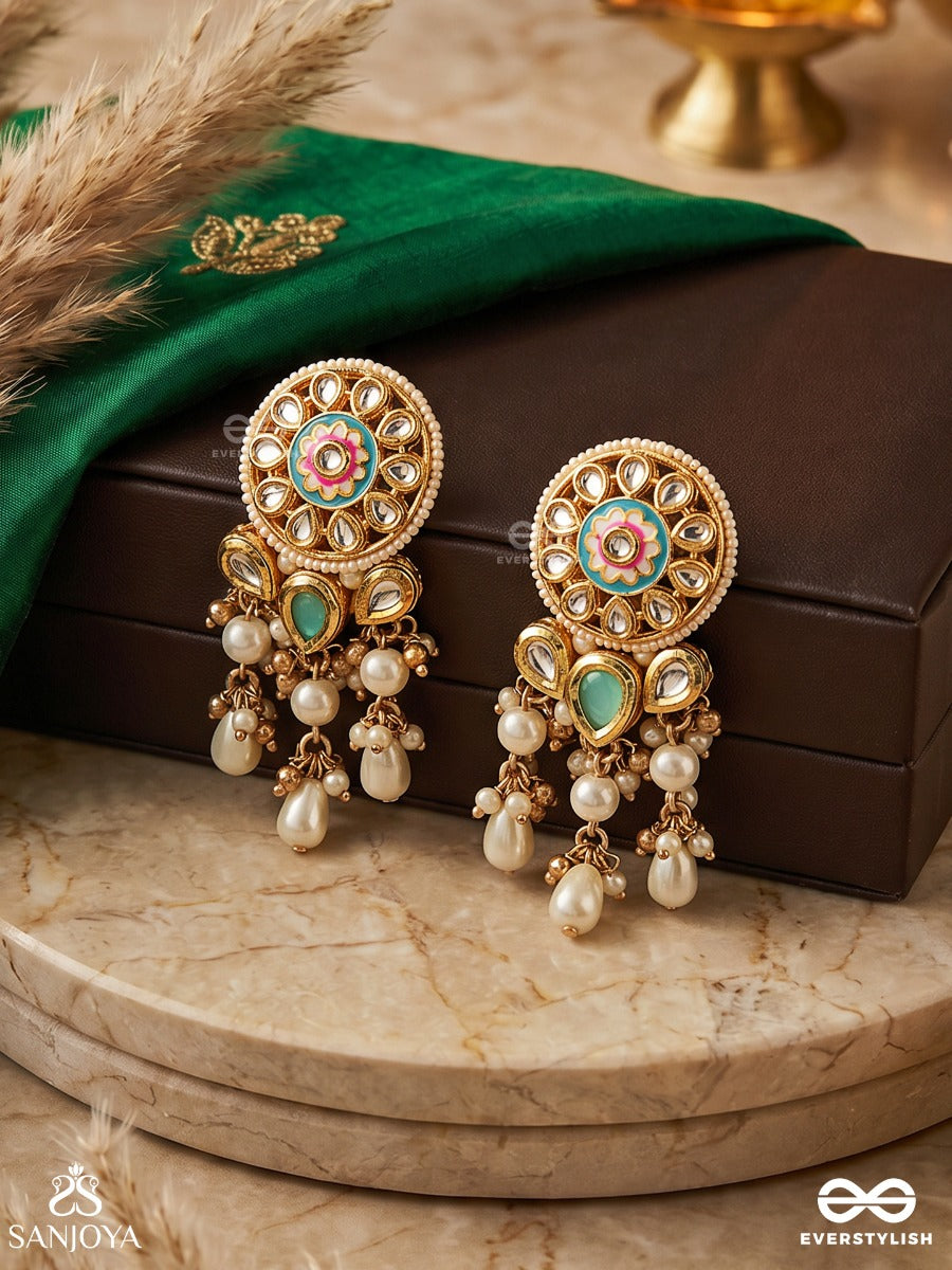 Taralprabha - Liquid Radiance - Ornate Earrings With Gemmed Motifs And Multi-Drop Accents