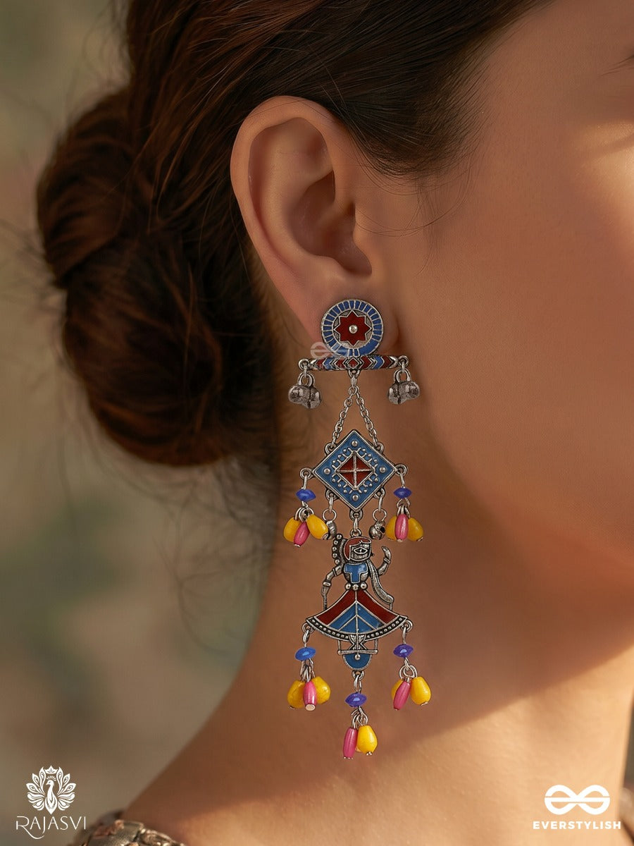 Rangriti- Multicoloured Oxidised Jodhpuri Jhumkas