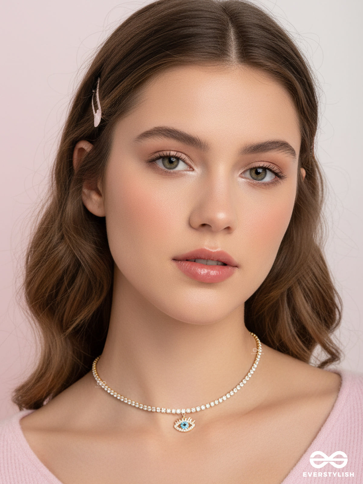 Evil Eye Spark- Dainty Choker With Crystals