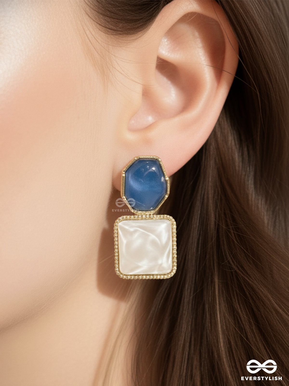 Ocean Duet- Glossy Colorblock Earring
