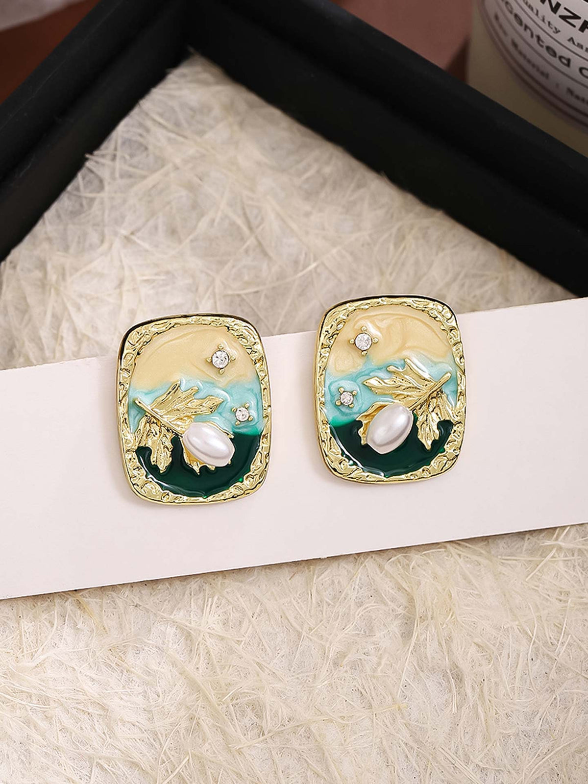 Nature Glow- Enamel Drenched Floral Drops Earrings