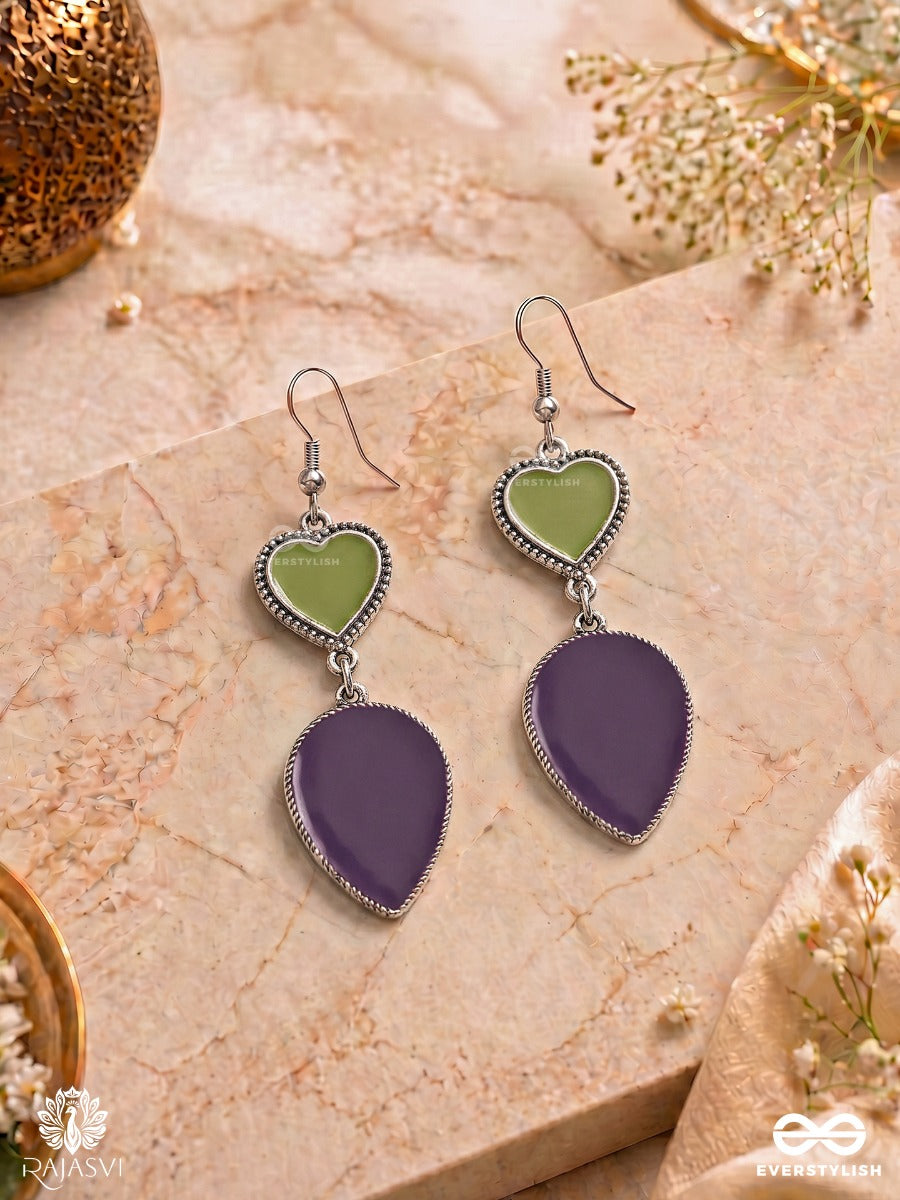 Hearted Haze - Oxidised Heart Drop Earring