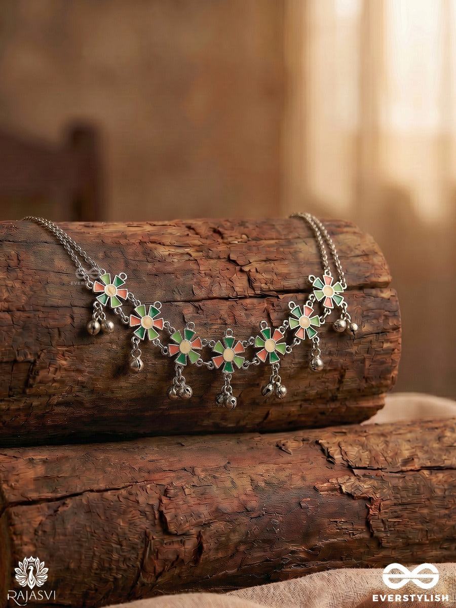 Spring Whim- Oxidised Floral Charm Choker